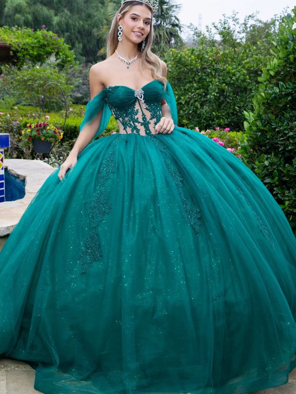 NEW GREEN Lace & Mesh Sweetheart Evening Gown Floor Length Embellished GL3502